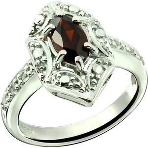 925 Sterling Silver Ring Genuine Gems Marquise 8x4 and Round Gems 0.70 Crafted
